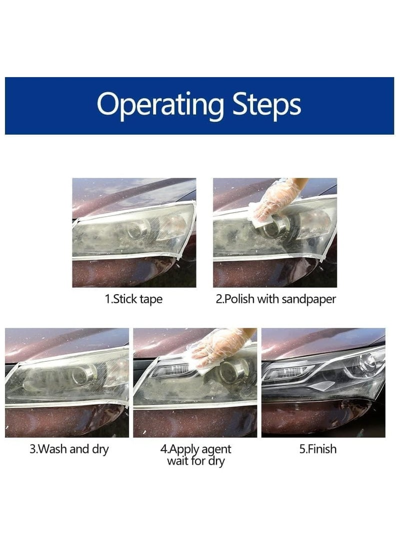 MR.SMART CAR Headlight Restoration Kit, Glass Scratch Renovation Tool, Automobile Headlight Lens Polish Repair Tool with UV Block Coat to Remove Yellowing, Haze, Oxidation for Taillights, Foglights - Image 4