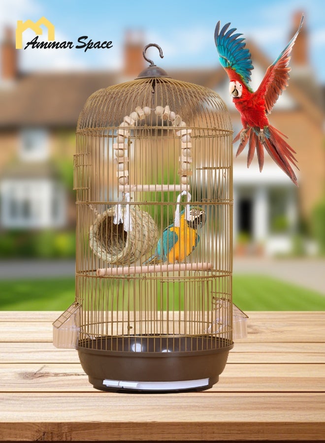 مساحة عمار قفص طيور دائري، قفص ببغاء، قفص ببغاء للطيور الصغيرة الحجم، قفص ببغاء الكوكتيل، قفص ببغاء الحب، قفص ببغاء الكناري، قفص ببغاء البادجي - أسود - Image 2