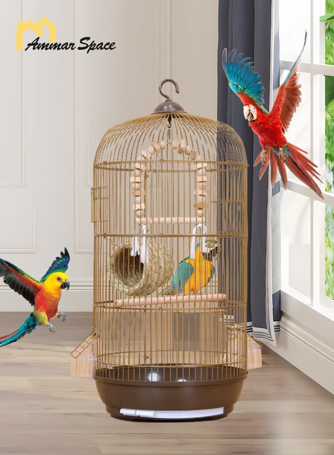 مساحة عمار قفص طيور دائري، قفص ببغاء، قفص ببغاء للطيور الصغيرة الحجم، قفص ببغاء الكوكتيل، قفص ببغاء الحب، قفص ببغاء الكناري، قفص ببغاء البادجي - أسود - Image 1