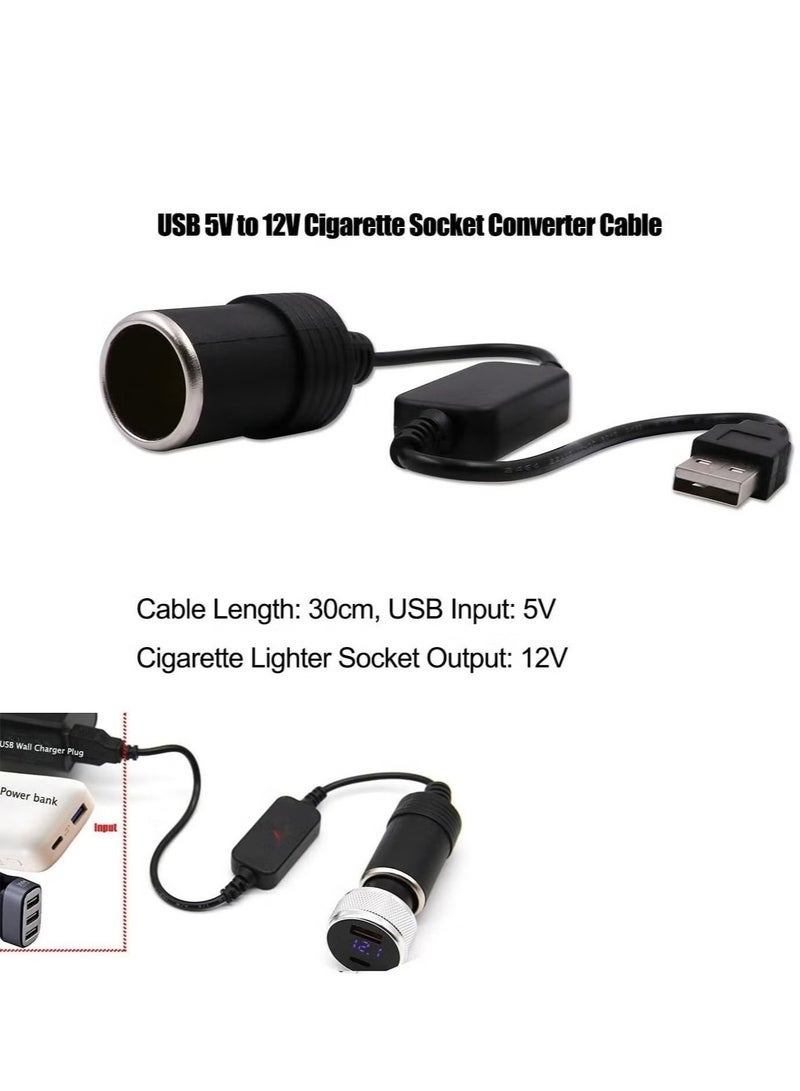 2PCS USB A Male to 12V Car C*garette Lighter Socket Female Converter Cable Suitable for Converting Dash Cams Car Ambient Lights (Max 8W) - Image 2