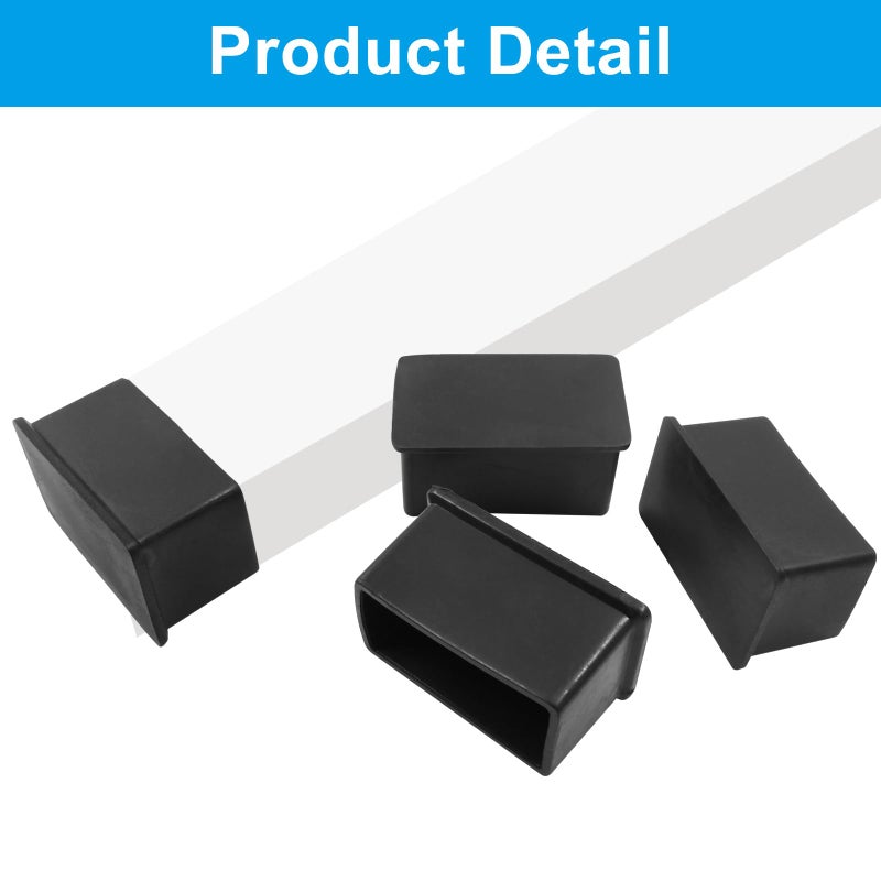 Phituoda 8 Pieces Rubber Furniture Leg Caps, 25Mm X 50Mm Rectangle Chair Table Leg Covers, Soft Furniture Feet End Cap Tips Floor Protector For Chair Table - Image 3