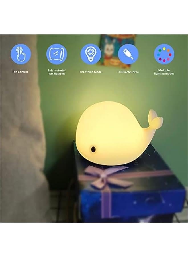 مصباح ليلي للأطفال، مصباح دلفين لطيف من السيليكون لحضانة الأطفال، مصباح ليلي حيواني للأولاد والبنات، مصباح ليلي مرن لغرفة النوم، مصباح بجانب السرير كاوائي لغرفة الأطفال (دلفين) - Image 2
