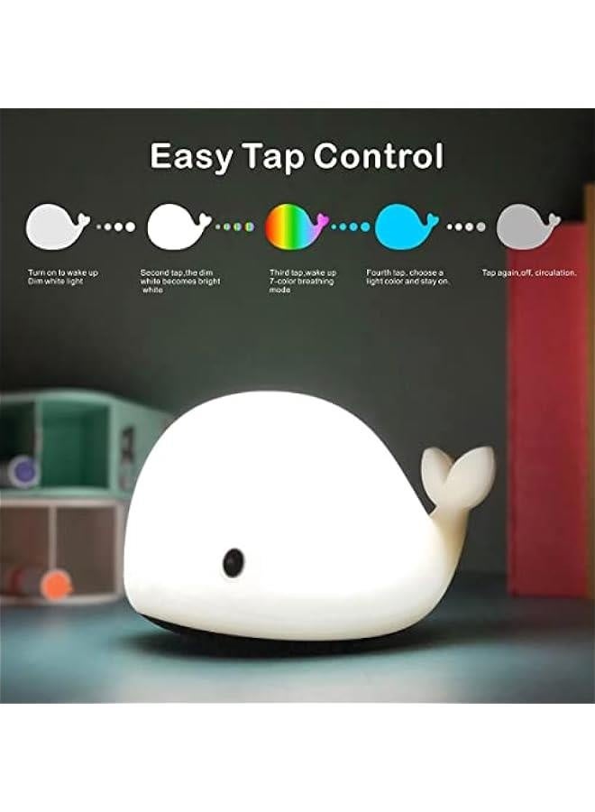 مصباح ليلي للأطفال، مصباح دلفين لطيف من السيليكون لحضانة الأطفال، مصباح ليلي حيواني للأولاد والبنات، مصباح ليلي مرن لغرفة النوم، مصباح بجانب السرير كاوائي لغرفة الأطفال (دلفين) - Image 4