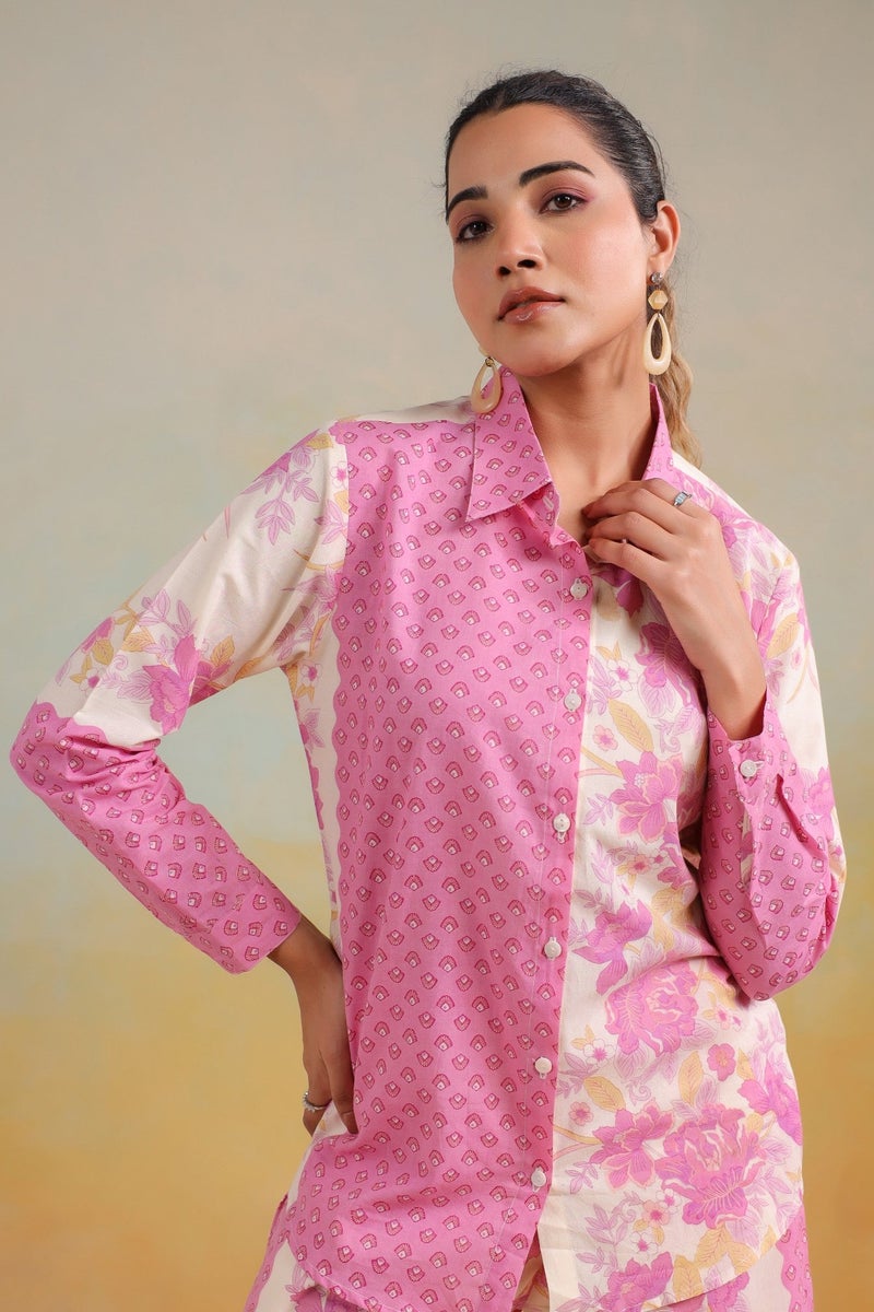 Label Flavia طقم وردي متناسق مع بلوزة وسروال للنساء - Image 4