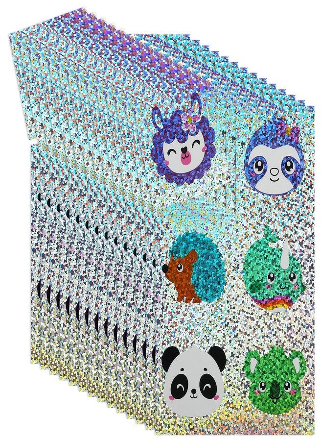 Marspark 360 Pcs Sparkly Animal Stickers Sheet Holographic Sparkle Critter Sticker Glitter Labels for Kids Reward Animal Party Decoration - Image 1