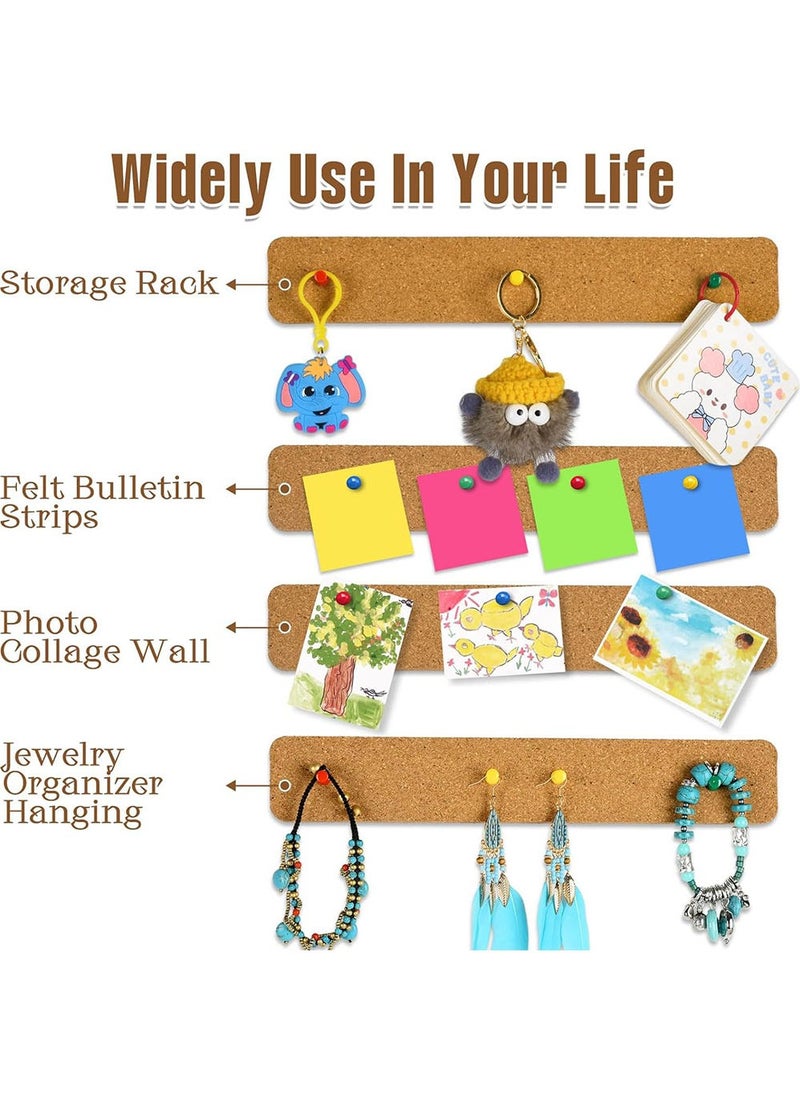 YOUGE 5 Pack Cork Board Strips, Thick Small Cork Board for Office, Self Adhesive Corkboard Strip with 50 Push Pins for Paste Notes, Photos, Schedules  - Image 3