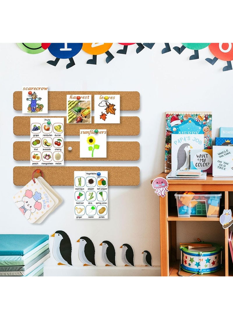 YOUGE 5 Pack Cork Board Strips, Thick Small Cork Board for Office, Self Adhesive Corkboard Strip with 50 Push Pins for Paste Notes, Photos, Schedules  - Image 4
