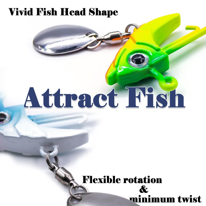 FishTrip رؤوس خطاف الصيد FishTrip Underspin Jig - 1/4 أونصة، 3/8 أونصة، 1/2 أونصة مع شفرة دوارة لصيد الأسماك في المياه المالحة والعذبة 5 قطع - 1/4 أونصة - Image 5