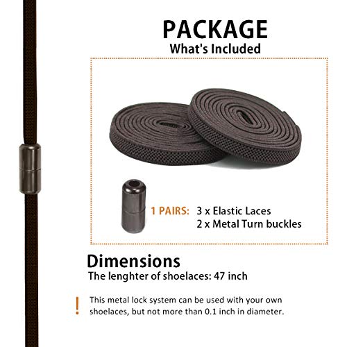 Alegrianan No Tie Shoelaces, Elastic Shoelaces for Adults/Kids，Elastic No Tie Shoe Laces Dark Brown - Image 2