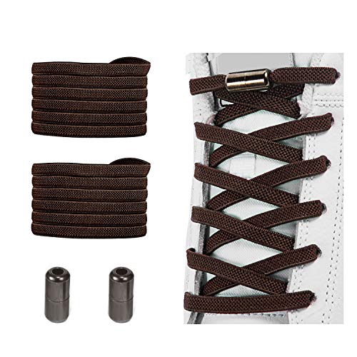 Alegrianan No Tie Shoelaces, Elastic Shoelaces for Adults/Kids，Elastic No Tie Shoe Laces Dark Brown - Image 1