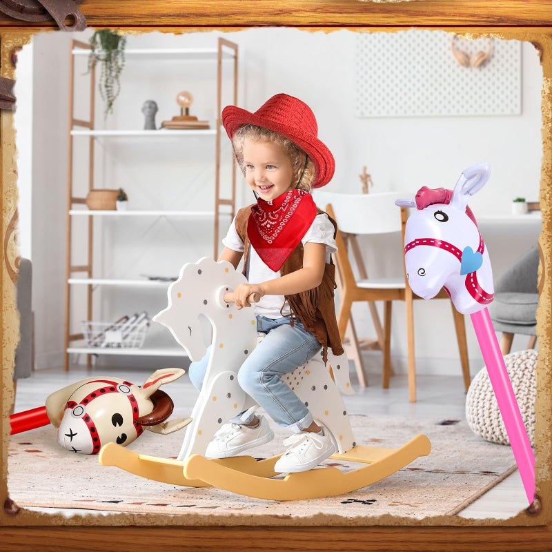 Toulite 36 Pcs Western Cowboy Party Costume Set Cowboy Hats Paisley Bandanas Inflatable Stick Horses for Western Party Favors(Mix Color) - Image 4