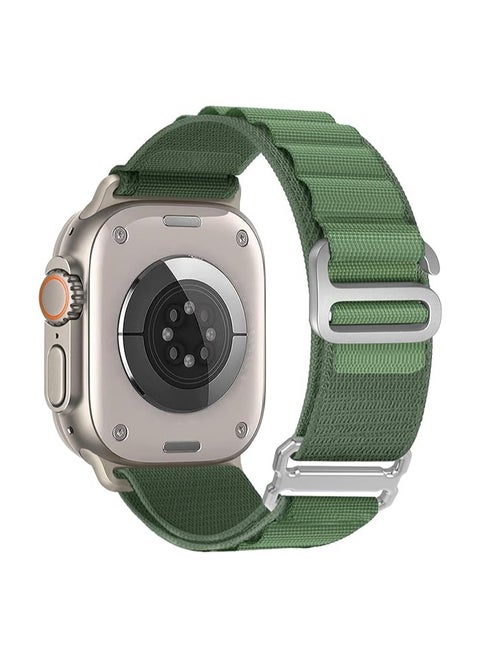 Alpine Loop Nylon Band - Compatible with Apple Watch Band 49mm 45mm 44mm 42mm for Men Women, Adjustable with Metal C-Hook Strap for Series (Green)