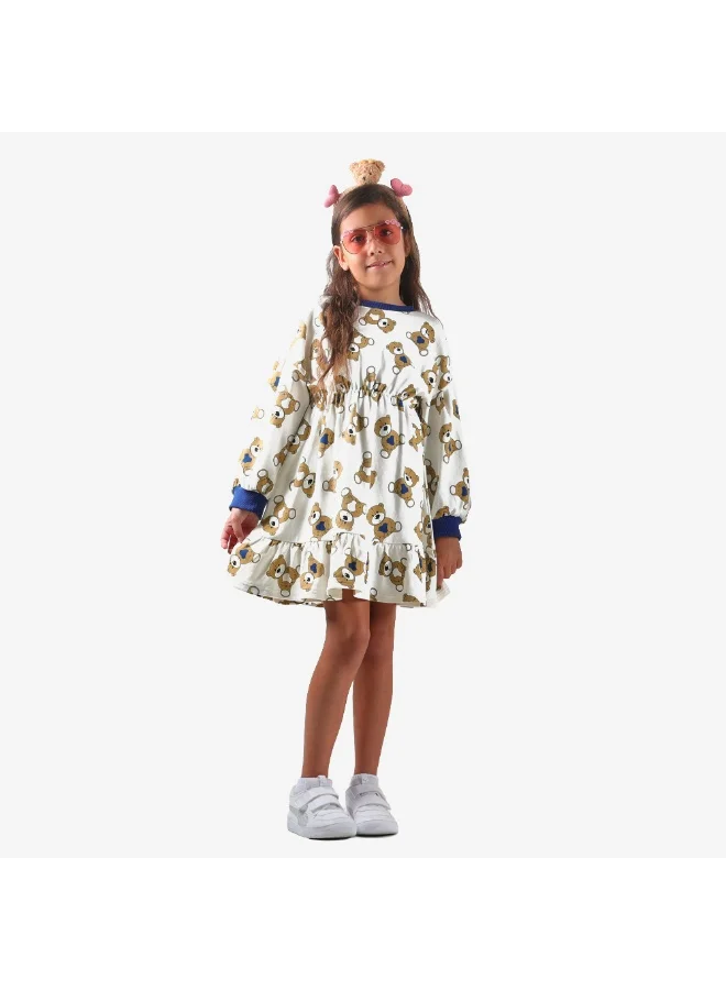 ايكو AIKO - Girls AOP Bear Print Sweat Dress 11-12Years