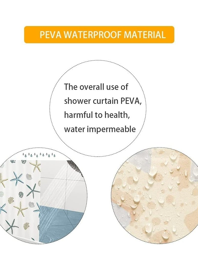 Waterproof PEVA Shower Curtain Liner, 72 Inch with Metal Grommets and 12 Hooks, Thick Bathroom Liner with Creative Starfish Design - Image 4