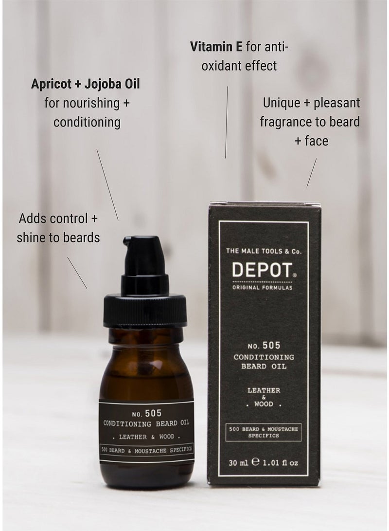 Depot No. 505 Beard Oil Leather & Wood 30ml - Image 4