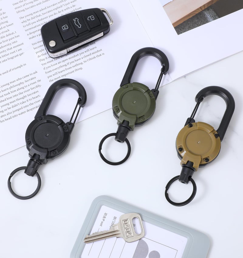 ValueBargain 3 Pack Retractable Key Chain, Heavy Duty Retractable Keychain ID Badge Reel with Keys Ring, Keys Holder for Outdoor & Office Use - Image 2