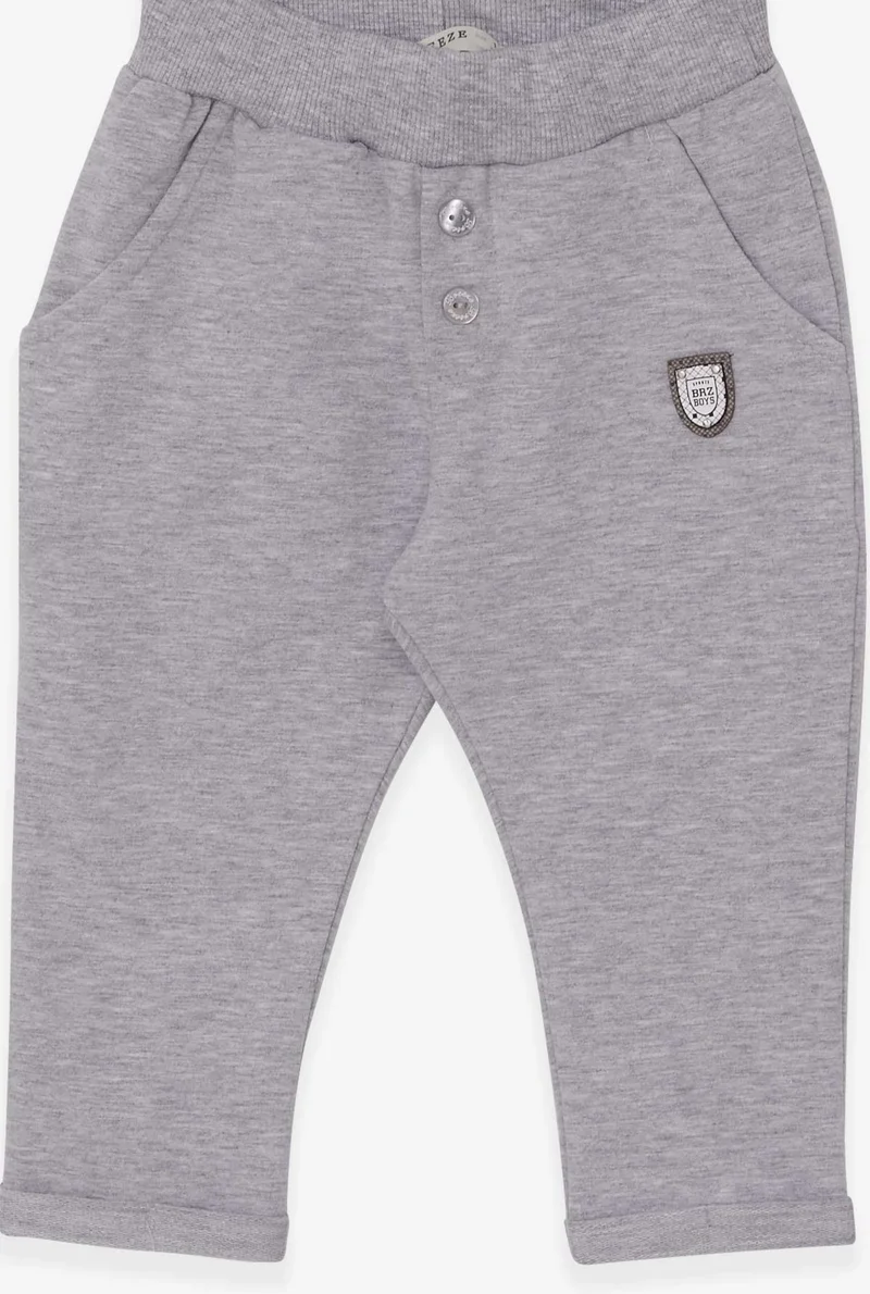 Breeze Breeze Baby Boy Sweatpants Coat of Arms Basic Light Gray Melange (9 Months-3 Years)