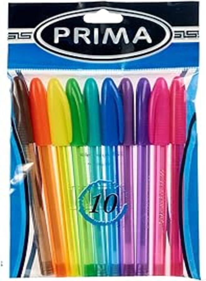 PRIMA مجموعة أقلام حبر جاف بريما فلاش، 0.7 مم - 10 قطع
