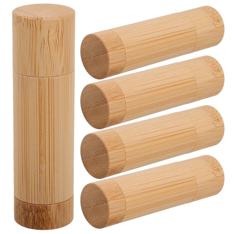5pcs Bamboo Lip Balm Containers: Empty Lipstick Tubes for DIY Lipgloss - Lip Balm Making Tools - Deodorant Container Bottles Travle Size 5g/0.18oz - Image 1