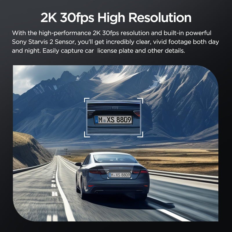 Viofo كاميرا داش ميني VIOFO VS1، 1440P/2K HDR، مستشعر STARVIS 2، بطاقة SD بسعة 32GB مجانية، كاميرا داش للسيارة مع تحكم صوتي عبر Wi-Fi 5GHz، نظام تحديد المواقع GPS، رؤية ليلية 2.0، وضع وقوف السيارات 24 ساعة، تدعم حتى 512GB - Image 4