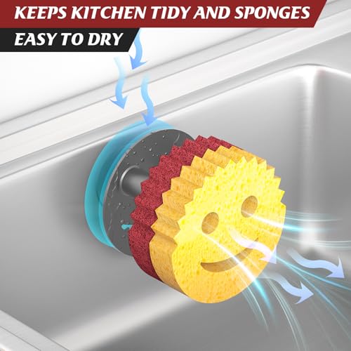 Kontoyo Sponge Holder for Kitchen Sink,Sink Caddy Organizer with Suction Cup Installation for Kitchen/Bathroom, Self Draining,Sponge Caddy for Holding Smiley Sponges-Gray - Image 4