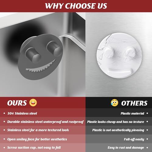 Kontoyo Sponge Holder for Kitchen Sink,Sink Caddy Organizer with Suction Cup Installation for Kitchen/Bathroom, Self Draining,Sponge Caddy for Holding Smiley Sponges-Gray - Image 5