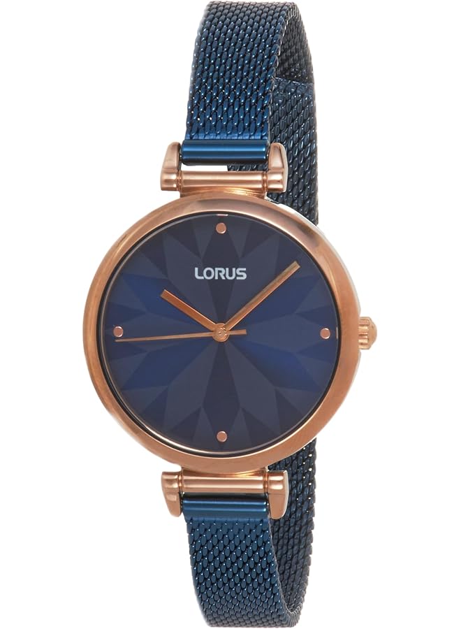 لوراس ساعة كوارتز تناظرية من الفولاذ المقاوم للصدأ بمينا أزرق داكن للنساء RG206TX9 - Image 1