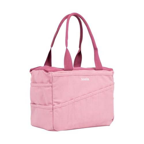Soolla Studio Bag: Art Supply Storage & Pottery Tool Bag, Washable Craft Tote, Knitting Yarn Organizer, Crochet Projects, 30 Pockets, 20+ Canvas Colors, Gift for Artists & Teachers (Desert Rose) - Image 2