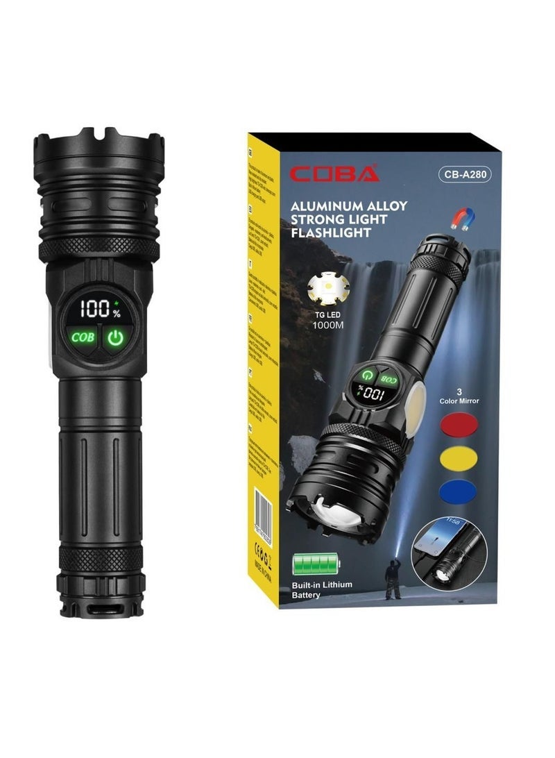 COBA Rechargeable Flashlight 100W Handheld Spotlight – 1000 lm Brightness, Multi-Mode, USB-C Charging, 1000 m Range - Image 1