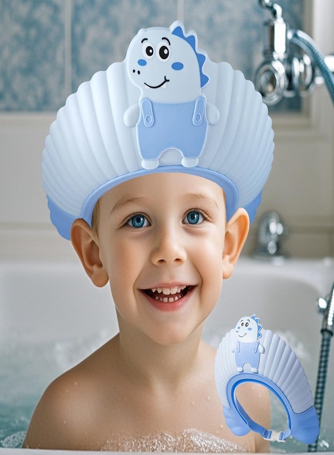 TinyGuardian Baby Shower Cap Shield, Shower Cap for Kids, Visor Hat for Eye and Ear Protection for 0-9 Years Old Children, Cute Little Dinosaur Shape Makes The Baby Bath More Fun (Blue) - Image 1