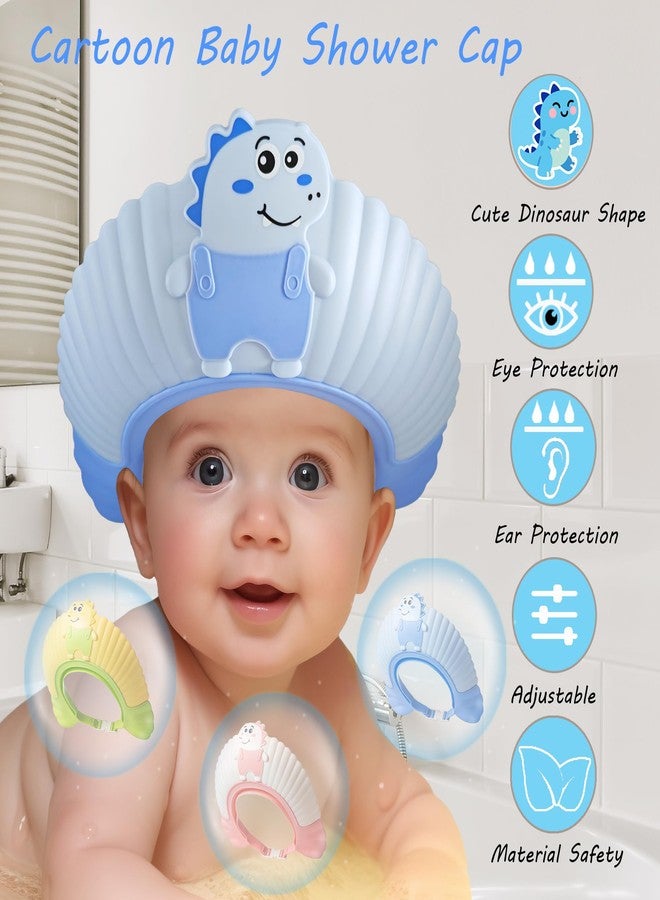 TinyGuardian Baby Shower Cap Shield, Shower Cap for Kids, Visor Hat for Eye and Ear Protection for 0-9 Years Old Children, Cute Little Dinosaur Shape Makes The Baby Bath More Fun (Blue) - Image 2
