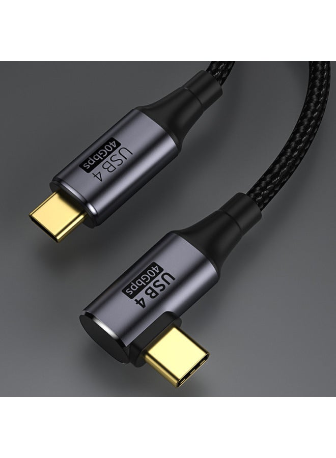 USB4 Elbow Lightning 3 Double-headed Typec Data Cable 40Gbps Mobile Phone Notebook 8K Projection Screen One-line Connection 100W-Color:USB4 40GB Curved Wire 0.3 M - Image 1