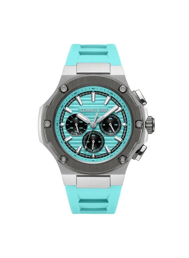 Lucardo 44mm Tiffany Blue Dial Silicone Strap Multifunction Watch For Men
