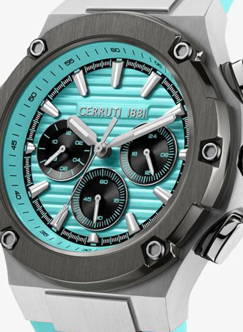 CERRUTI 1881 Tiffany Blue Men's Lucardo 44mm Tiffany Blue Dial Silicone Strap Multifunction Watch For Men for Men | Best Price UAE
