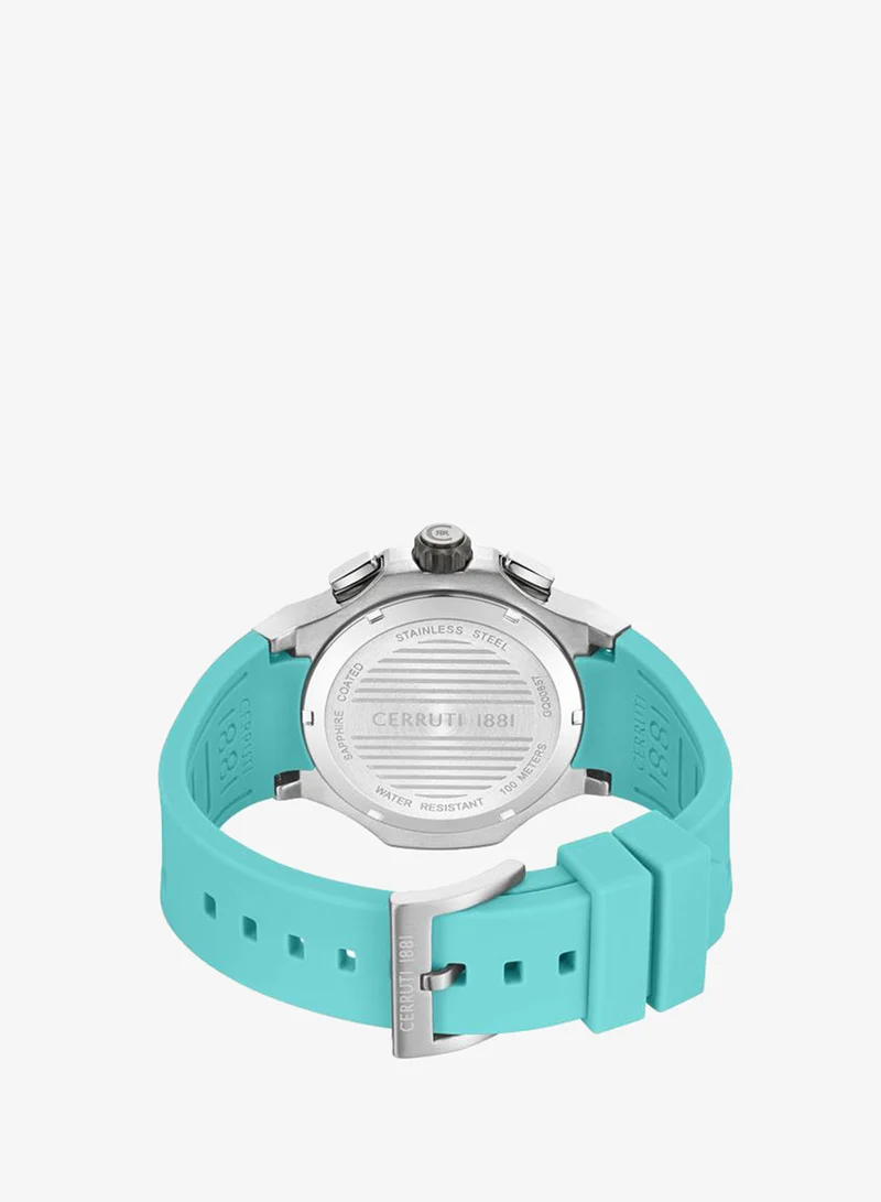 CERRUTI 1881 Tiffany Blue Men's Lucardo 44mm Tiffany Blue Dial Silicone Strap Multifunction Watch For Men for Men | Best Price UAE