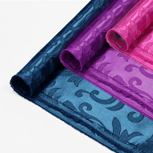 Manyshofu Jacquard Satin Fabric by The Yard - 60 Inch Wide, Shiny Brocade Navy Blue Fabric Smooth & Floral Damask Fabric for DIY Decorations, Craft, Wedding Dress, Costumes, Fashion, Sewing(1 Yard) - Image 4