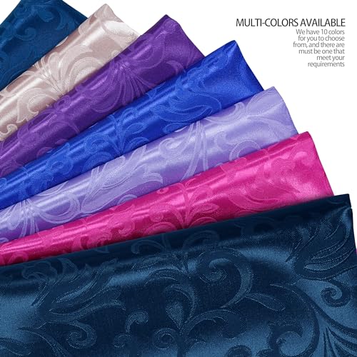 Manyshofu Jacquard Satin Fabric by The Yard - 60 Inch Wide, Shiny Brocade Navy Blue Fabric Smooth & Floral Damask Fabric for DIY Decorations, Craft, Wedding Dress, Costumes, Fashion, Sewing(1 Yard) - Image 3