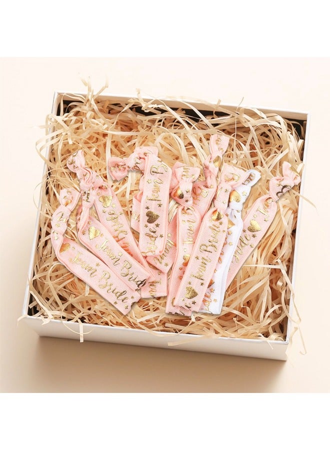 Hen Party Wristbands Set,1 White Bride Wristband + 10pcs Pink Team Bride Wristband - Image 3