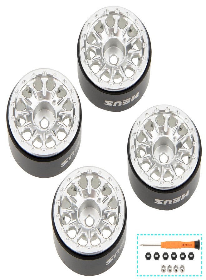 MEUS RACING 0.7 Beadlock Wheels Rims Wheel for Axial SCX30 Redcat Ascent-32 1/30 1/32 RC Crawler Upgrades (Type B, Silver) - Image 3