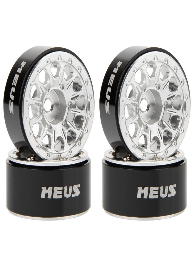 MEUS RACING 0.7 Beadlock Wheels Rims Wheel for Axial SCX30 Redcat Ascent-32 1/30 1/32 RC Crawler Upgrades (Type B, Silver) - Image 1