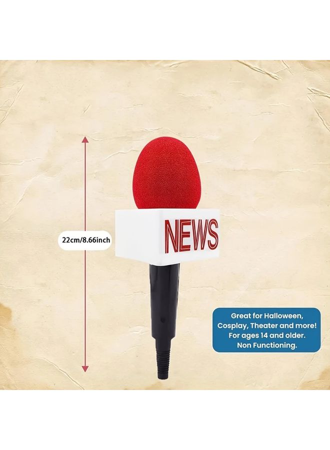 Realistic Microphone Prop with Red News Lettering and Black Stand Durable Plastic Fake Microphone for TV Media Hosts Reporters Anchors Battery Free Cosplay Event Decoration Halloween Christmas Parties Weddings Vintage Mic Design Sturdy Construction High Quality Replica - Image 3