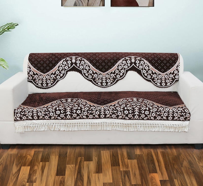 AMAZE ATTIRES Floral Sofa Cover Set of 3 Seater | Slipcover for 3 Seater Sofa Panel Cover, Easily Machine Washable Sofa Seat Runner for Couch | 6 Piece, Design 6 - Image 1
