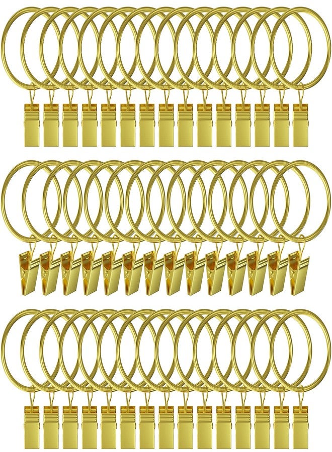 Lansian 44 Pack Gold Curtain Rings with Clips, Curtain Clips for Drapes, Drapery Rings for Pleated Drapes Heavy Duty, Shower Tension Rod Rings Hooks Hangers, 1.26 inch Fits 1.1 in Diameter Rod, Gold - Image 1