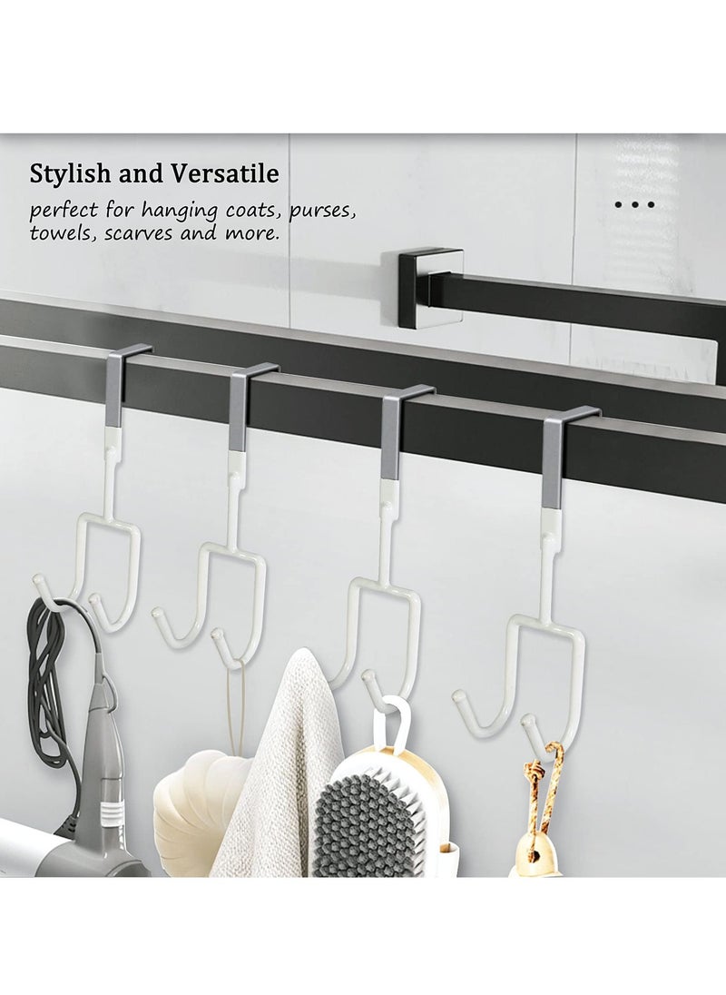 Excefore - Over The Door Hooks - 4 Packs Heavy-Duty Hangers, Soft Rubber Surface Prevent Scratches, Over Door Hooks for Hanging Clothes, Coats, Robes, Hats, Towels (White) - Image 1