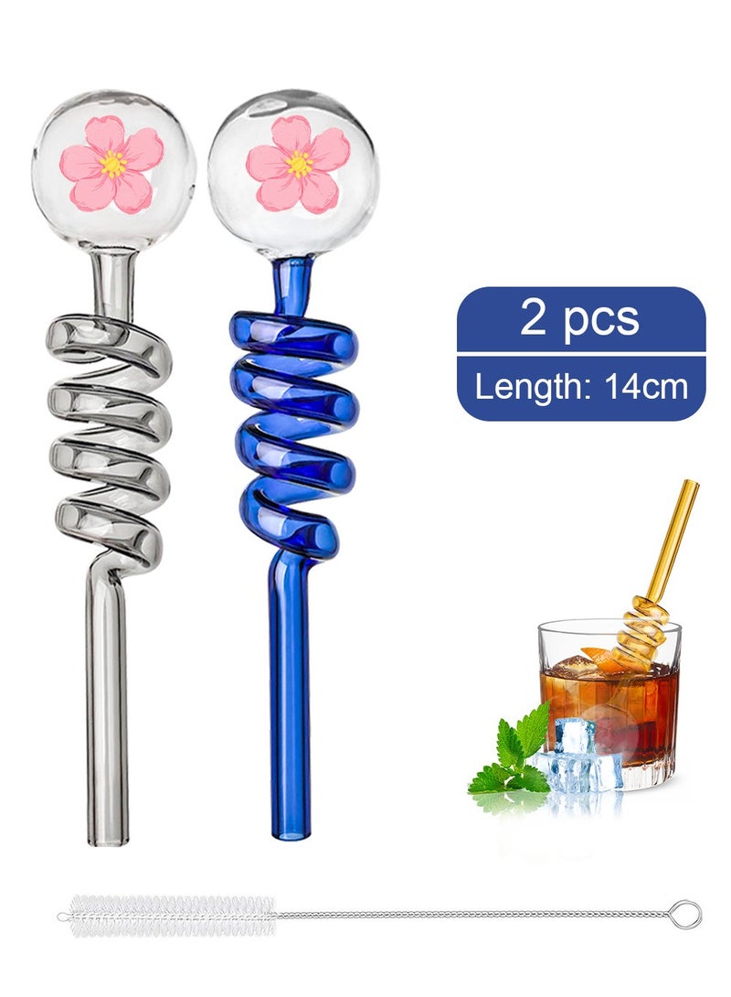 كوهو هوم 2pcs قسط مقاومة للحرارة الزجاج القش عالية بوروسيليكات ماتيريا للاستخدام طويل الأمد (لون عشوائي) - Image 1