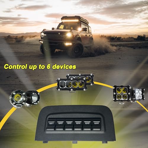 xcarpad OEM Style Auxiliary Upfitter Switches PlugPlay Aux Switch Panel Dash 6 Buttons 6x30A for Brocon 20212026 Super Duty F150 F250 F350 F450 F550F150Bronco 20212026 - Image 3