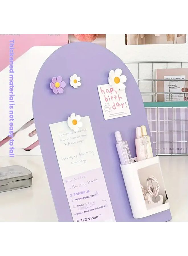 White Magnetic Board Set 4 Pieces With 3 Flower Magnets Double Sided Memo Note Display - Image 4