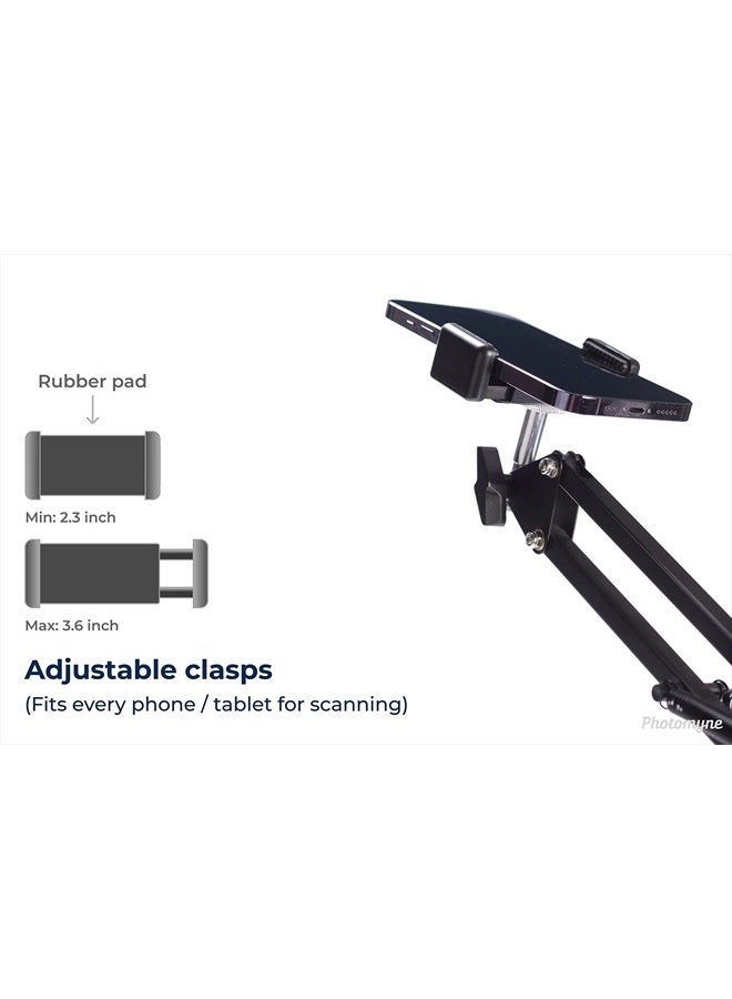 PHOTOMYNE Sturdy Flexible Phone Holder for Desk, Table, Office, Kitchen with Clamp for Photo Album Scanning, iPhone Holder for Desk- Black - Image 3