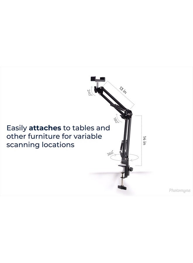 PHOTOMYNE Sturdy Flexible Phone Holder for Desk, Table, Office, Kitchen with Clamp for Photo Album Scanning, iPhone Holder for Desk- Black - Image 2