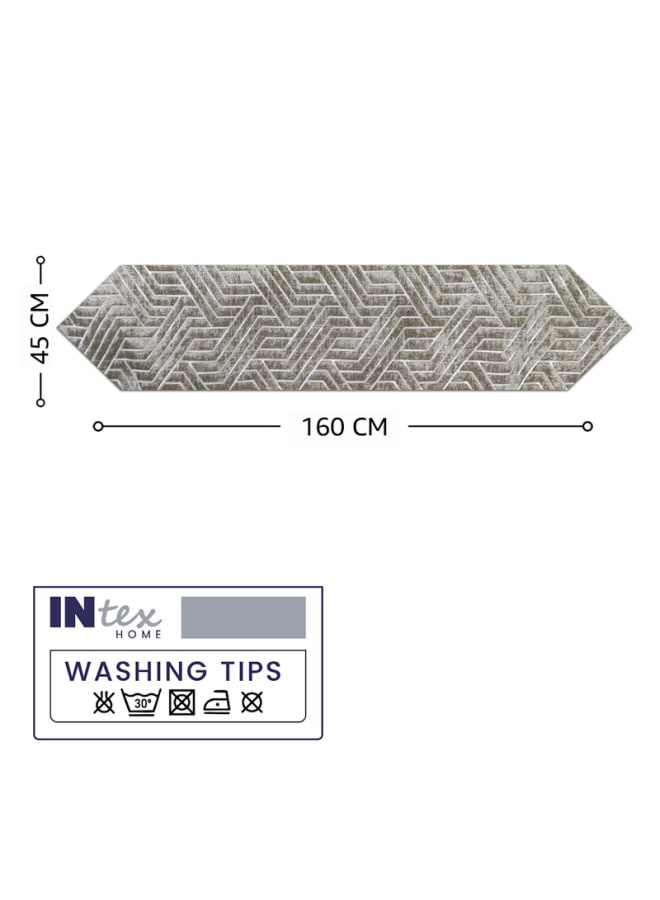 Intex Curtains House Nadia's design velvet linen rectangle Table Runner - heavy duty velvet fabric - suitable for reciption , living rooms and special ocassions - unique geometrical design  "V" shape end - set of one piece - Image 4